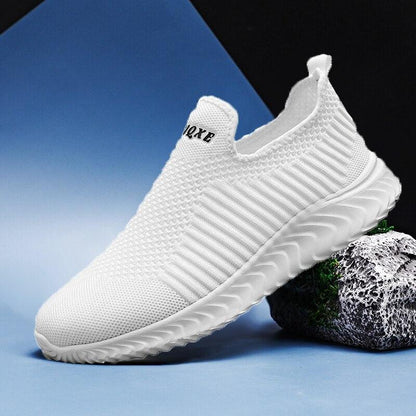 Sneakers Stevvex white knit slip-on with chunky ribbed sole on Tampa Home & Garden Store