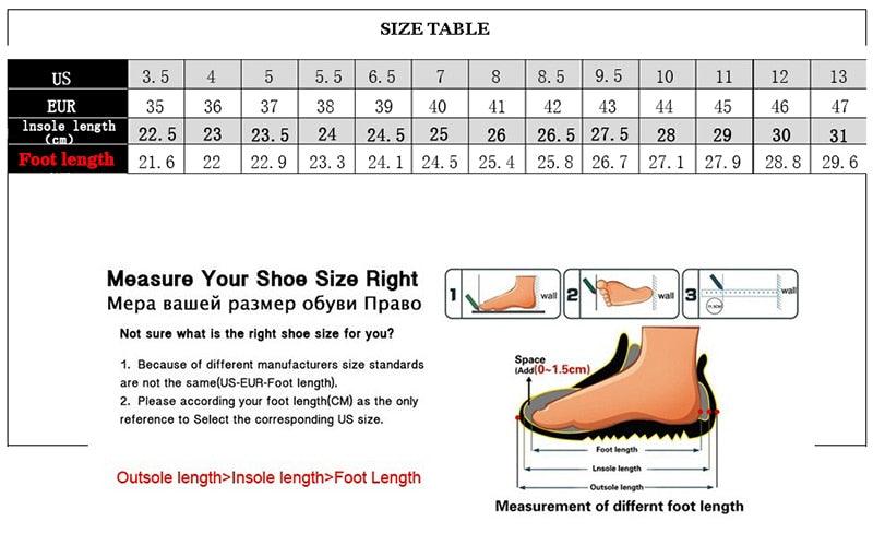 Stevvex sneakers size table with US/EU foot lengths and measurement diagram ST85SH8565YHR on Tampa Home & Garden Store