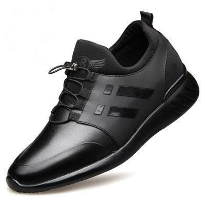 Stevvex men's casual leather lace-up sneakers black with breathable upper and non-slip sole on Tampa Home & Garden Store