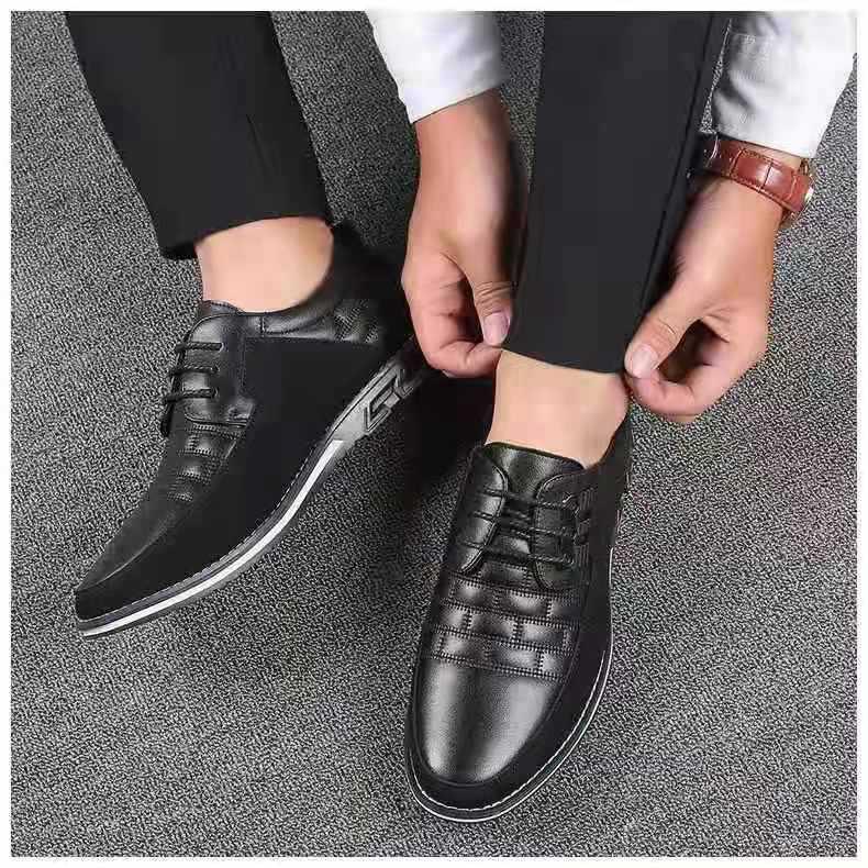 Stevvex men's black leather casual sneakers on Tampa Home & Garden Store