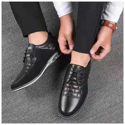 Stevvex men's black leather casual sneakers on Tampa Home & Garden Store