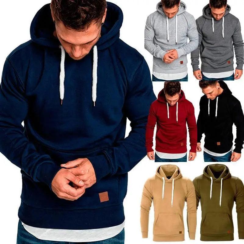 Stevvex men's modern pullover hoodie navy drawstrings other colors shown on Tampa Home & Garden Store