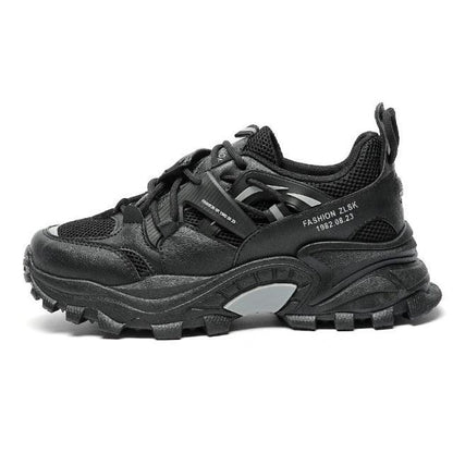 Stevvex men's sneakers breathable sport shoes with thick sole black running trainers on Tampa Home & Garden Store