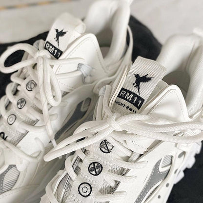 Stevvex white sneakers with thick sole, breathable mesh, lace-up pair running shoes on Tampa Home & Garden Store