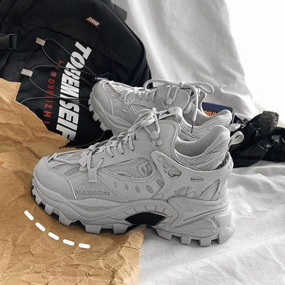 Stevvex men's chunky sneakers pair in white gray with thick sole and breathable mesh on Tampa Home & Garden Store
