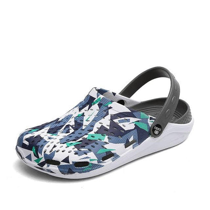Stevvex men's summer slippers camouflage pattern slip-on clogs with gray strap on Tampa Home & Garden Store