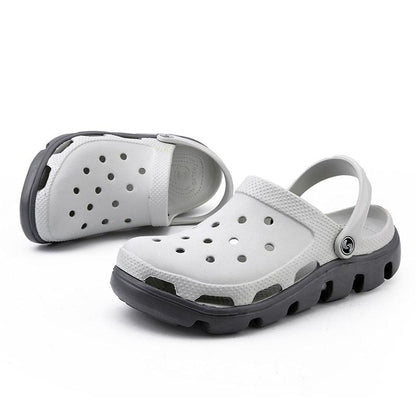 Stevvex men's white perforated sandals with back strap and grey outsole, lightweight and durable on Tampa Home & Garden Store