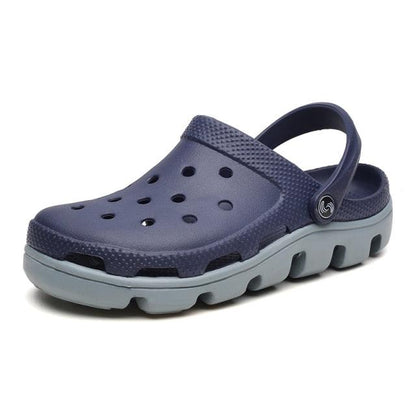 Stevvex men's navy blue jelly slippers with adjustable back strap and light chunky sole on Tampa Home & Garden Store