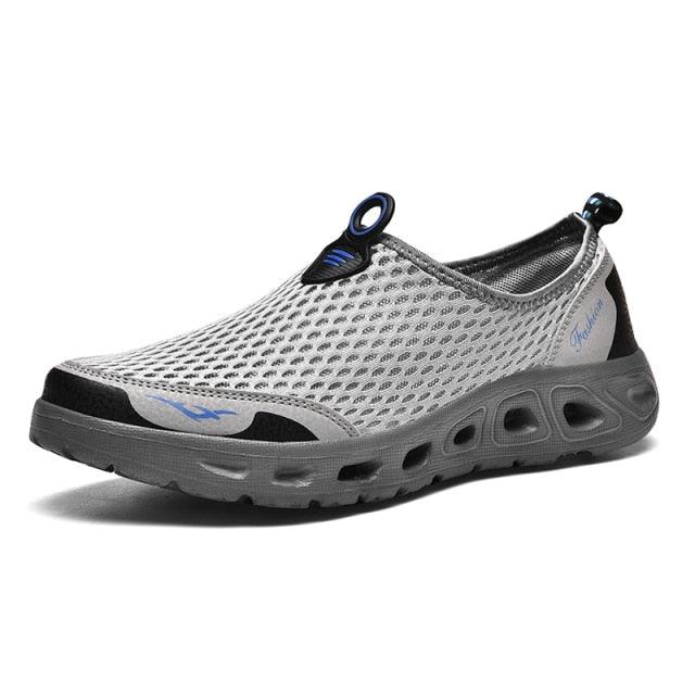 Stevvex mens grey mesh aqua shoe quick-dry water sneaker with breathable upper and chunky sole on Tampa Home & Garden Store