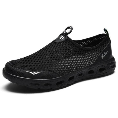 Water sneakers Stevvex men's black mesh, breathable quick-dry slip-on outsole on Tampa Home & Garden Store