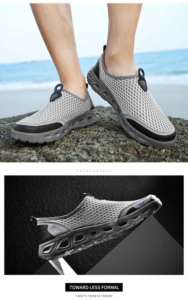 Stevvex mesh aqua shoes grey breathable upper quick-dry water sneakers with anti-skid sole beach on Tampa Home & Garden Store