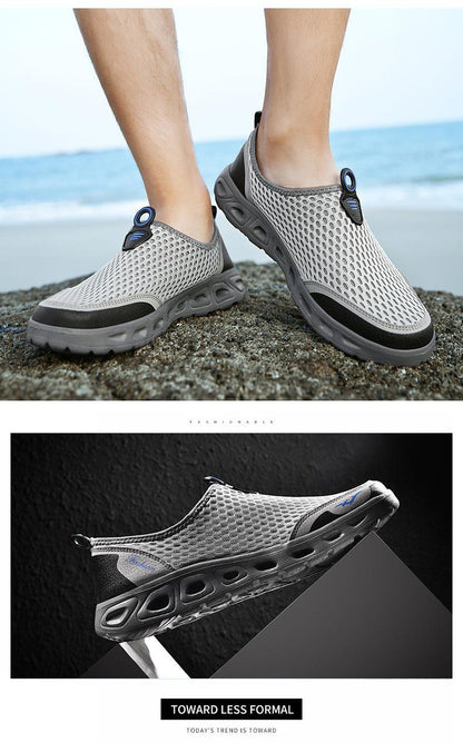 Stevvex mesh aqua shoes grey breathable upper quick-dry water sneakers with anti-skid sole beach on Tampa Home & Garden Store