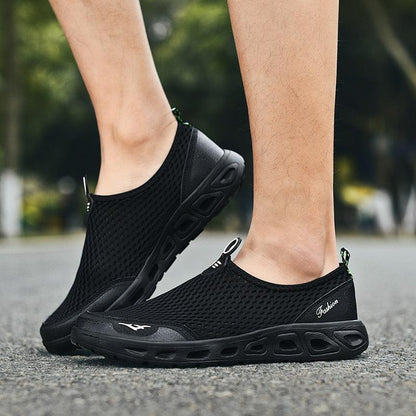 Men's black mesh water shoes, breathable quick-dry sneakers with anti-skid sole, Fashion on Tampa Home & Garden Store