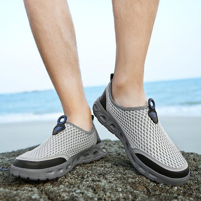 Stevvex men's mesh aqua shoes breathable quick-dry gray knit upper with rugged sole on Tampa Home & Garden Store