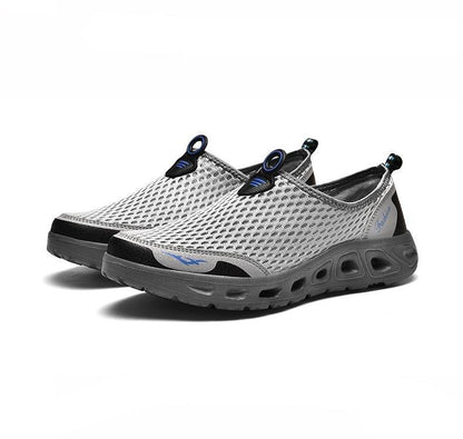 Stevvex mesh aqua sneakers slip-on gray breathable quick-dry water shoes with cushioned sole on Tampa Home & Garden Store