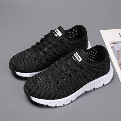 Stevvex mesh women's sneakers with black breathable knit upper and white non-slip sole on Tampa Home & Garden Store