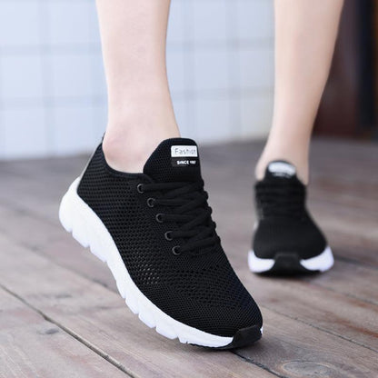 Stevvex sneakers black mesh walking shoes with white non-slip sole for women on Tampa Home & Garden Store