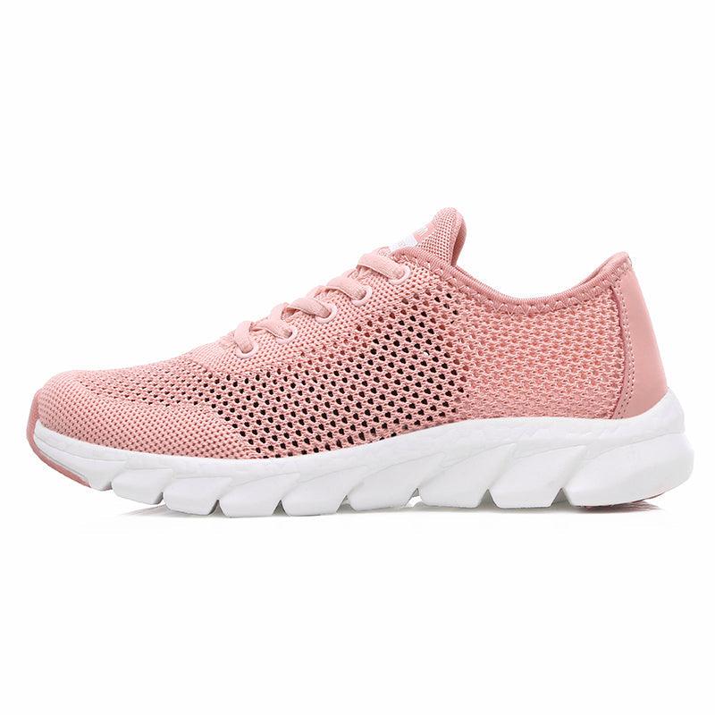 Stevvex pink mesh sneakers for women, breathable running shoes with a white sole on Tampa Home & Garden Store