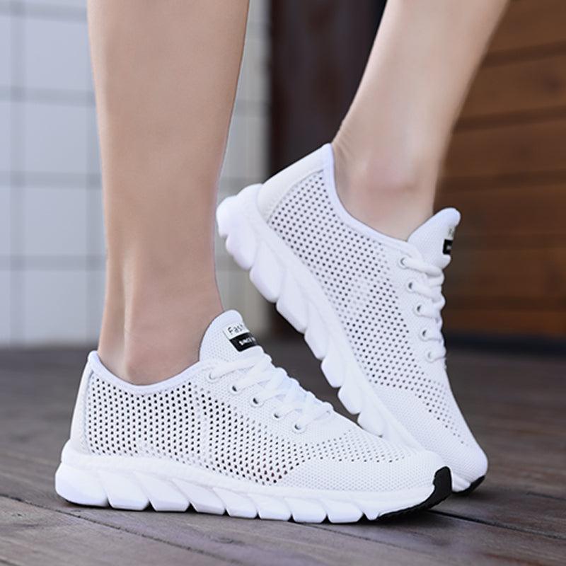 New Mesh Womens Sneakers Stevvex white breathable perforated upper and chunky sole on Tampa Home & Garden Store