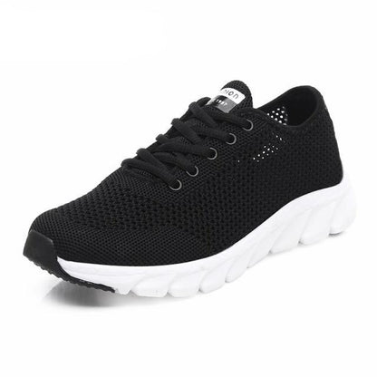 Mesh women's sneakers Stevvex, black knit upper, white chunky sole, non-slip on Tampa Home & Garden Store