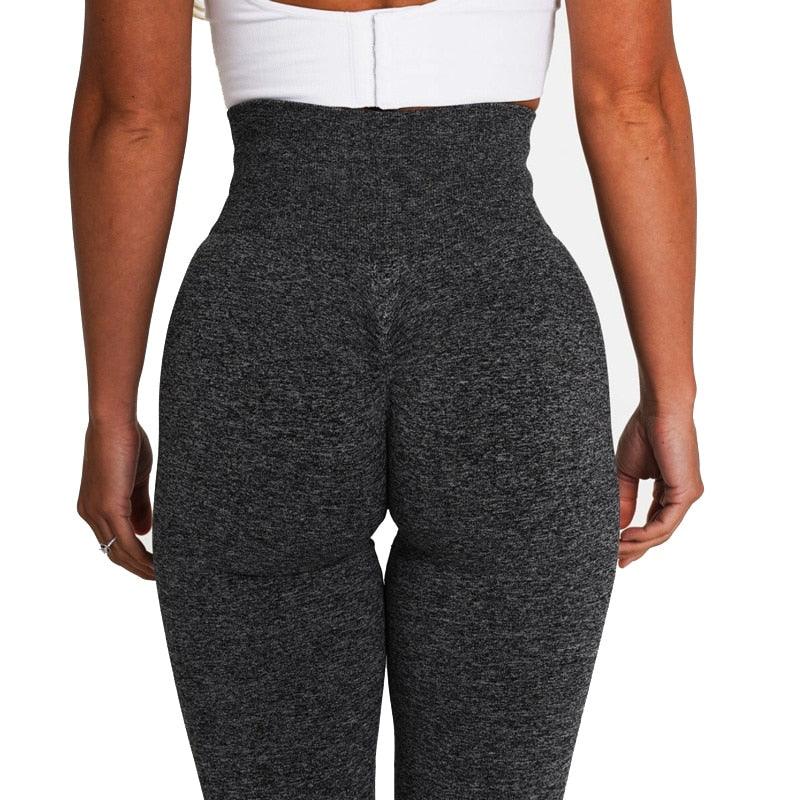 Stevvex seamless high-waist leggings in charcoal heather back view on Tampa Home & Garden Store