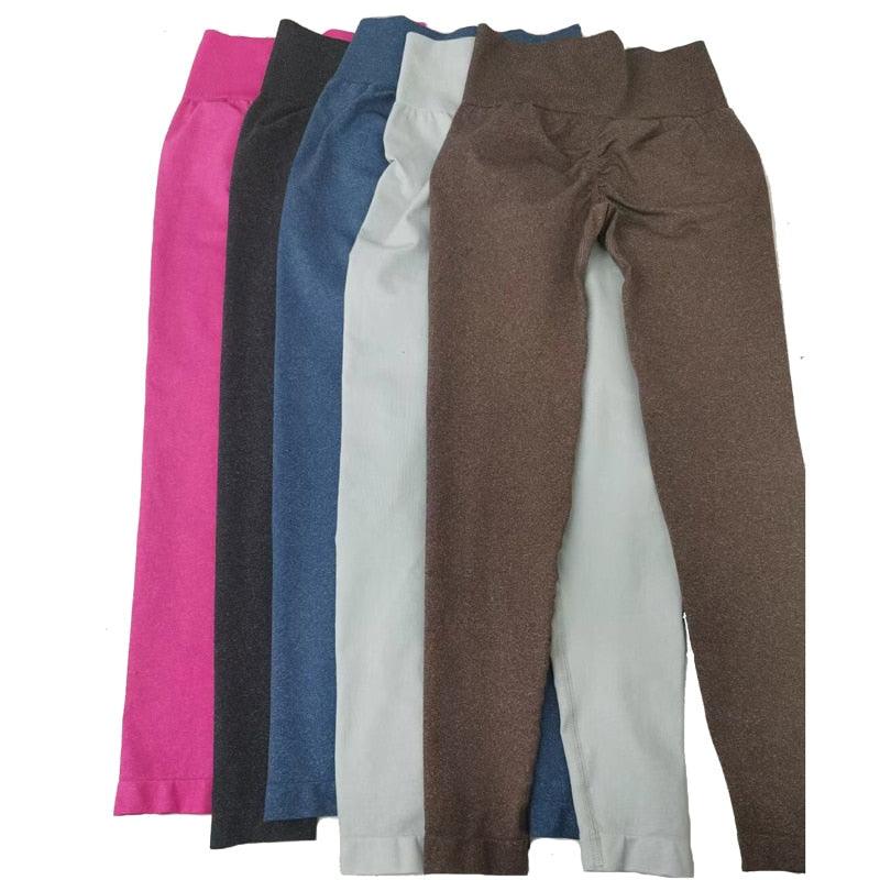 Stevvex women's seamless high-waist leggings 6-color set pink black navy blue grey brown on Tampa Home & Garden Store