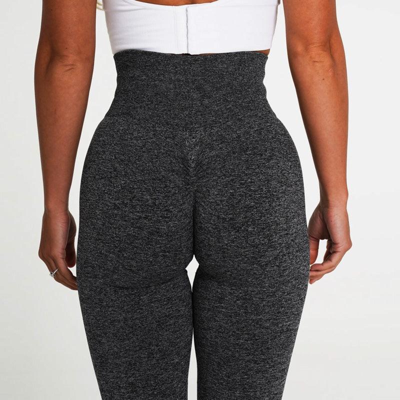 Stevvex women's seamless leggings, charcoal heather, high-waist fit, back view on Tampa Home & Garden Store
