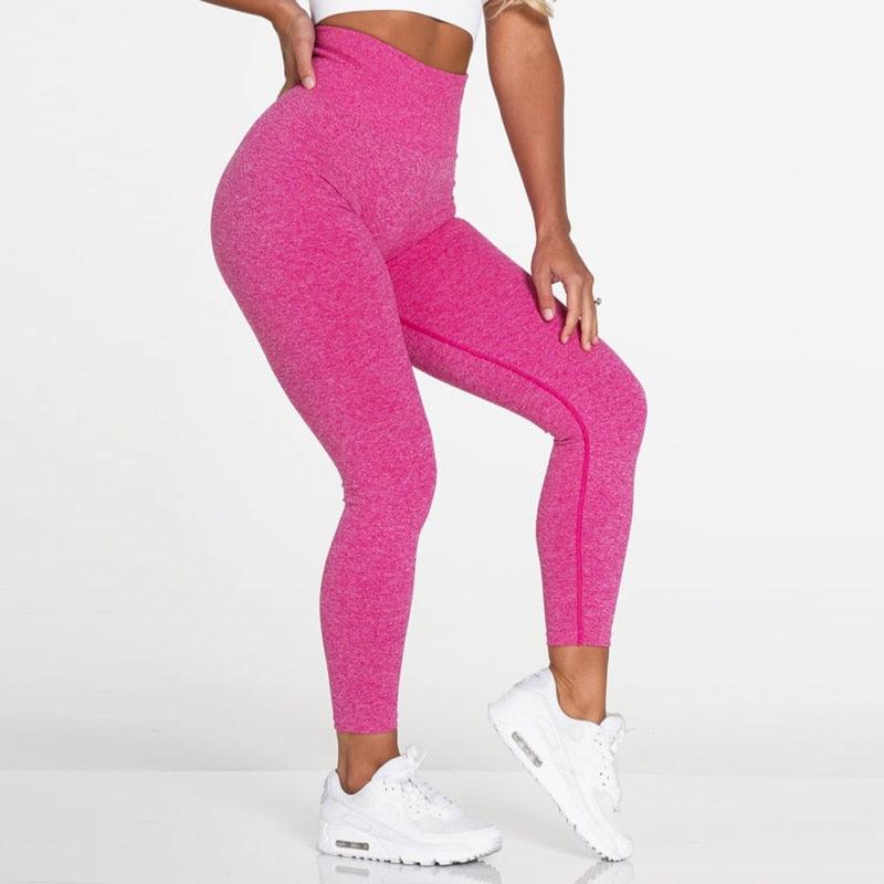 Pink seamless leggings for women, high-waist workout yoga pants with contour seams on Tampa Home & Garden Store