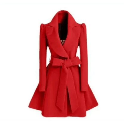 Stevvex red woolen windbreaker overcoat with belt, long XL jacket on Tampa Home & Garden Store