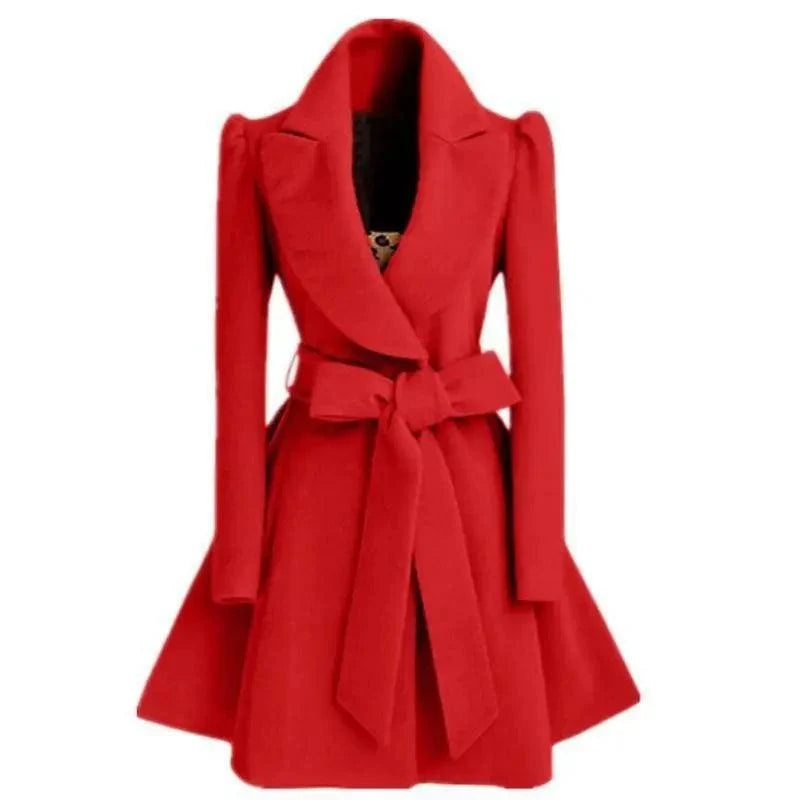 Red Stevvex XL woolen windbreaker overcoat with belt, long sleeves and lapels on Tampa Home & Garden Store