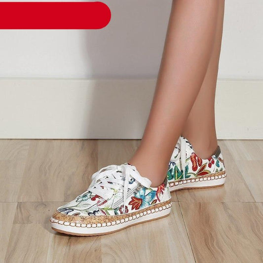 Stevvex sneakers white with colorful floral print and rope-stitched sole on Tampa & Garden Store on Tampa Home & Garden Store