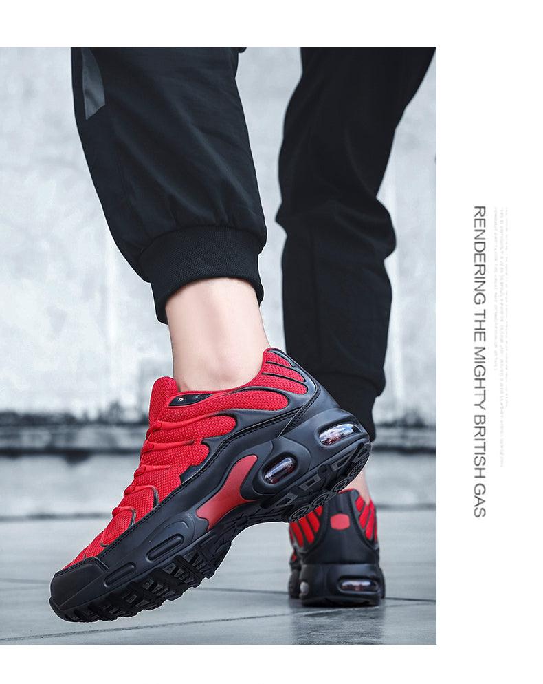 Stevvex sneakers red and black athletic shoes with breathable mesh upper and rugged sole on Tampa Home & Garden Store