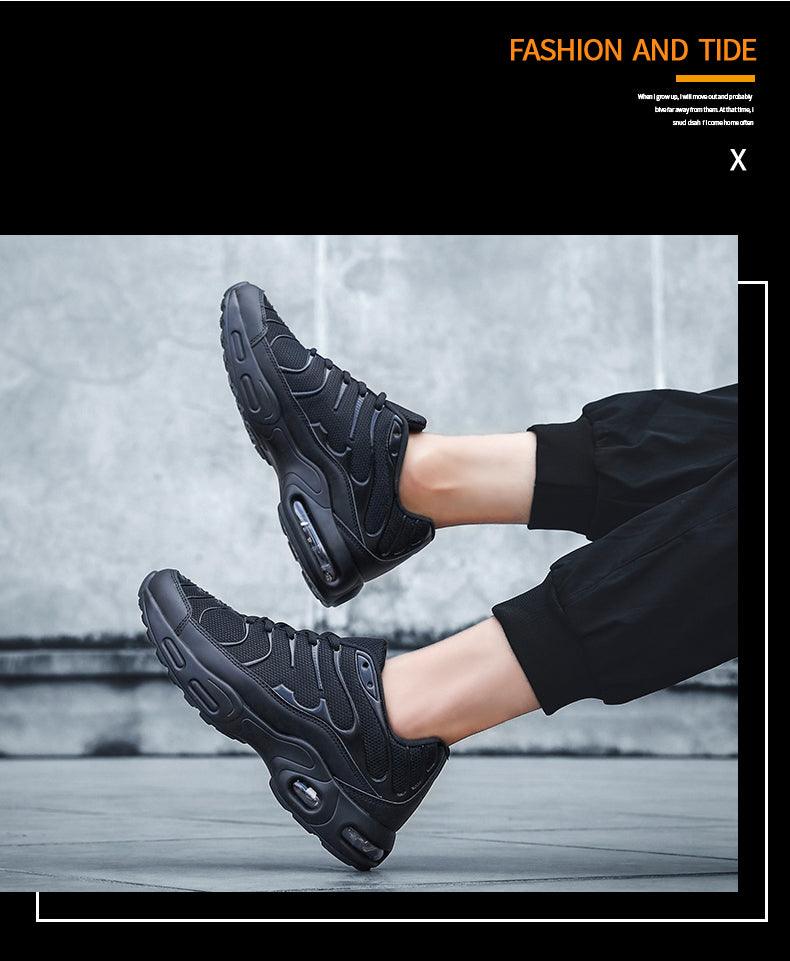 Running shoes Stevvex men's black cushion training sneakers with breathable mesh on Tampa Home & Garden Store