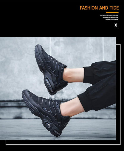 Running shoes Stevvex men's black cushion training sneakers with breathable mesh on Tampa Home & Garden Store