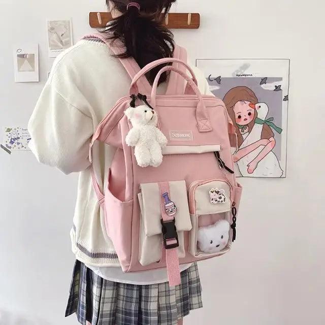 Stevvex pink waterproof candy-colors backpack for women and girls, multi-pocket school bag on Tampa Home & Garden Store