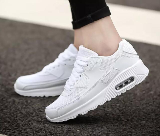 Stevvex white platform women's sneakers with chunky sole and synthetic leather upper on Tampa Home & Garden Store