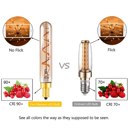Retro filament LED bulb Stevvex ST50DE3857REV with amber glass, spiral Edison filament, dimmable on Tampa Home & Garden Store