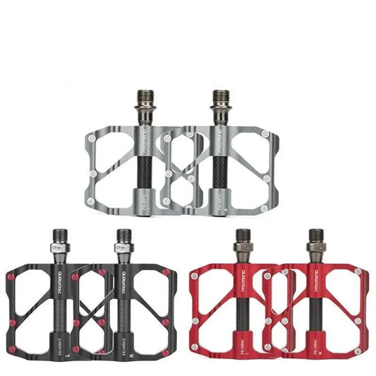 Stevvex aluminum flat bicycle pedals non-slip with 3-ball bearing silver black red on Tampa Home & Garden Store
