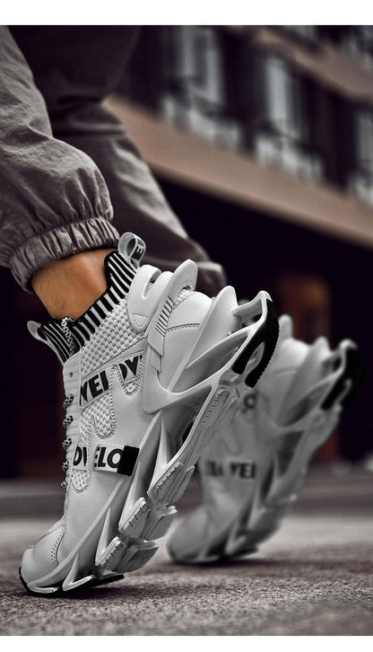 Stevvex running sneakers white breathable mesh athletic shoes with chunky outsole on Tampa Home & Garden Store