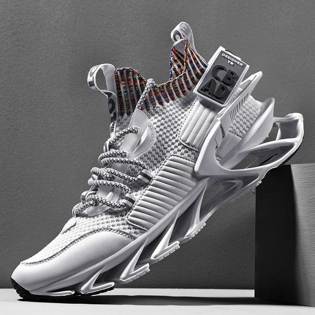 Stevvex athletic sneakers ST85SH485AVT with white/gray breathable mesh upper and cushioned non slip sole on Tampa Home & Garden Store