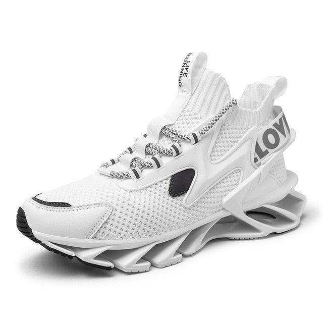 Stevvex white running sneakers with breathable mesh and sculpted midsole ST85SH485AVT on Tampa Home & Garden Store