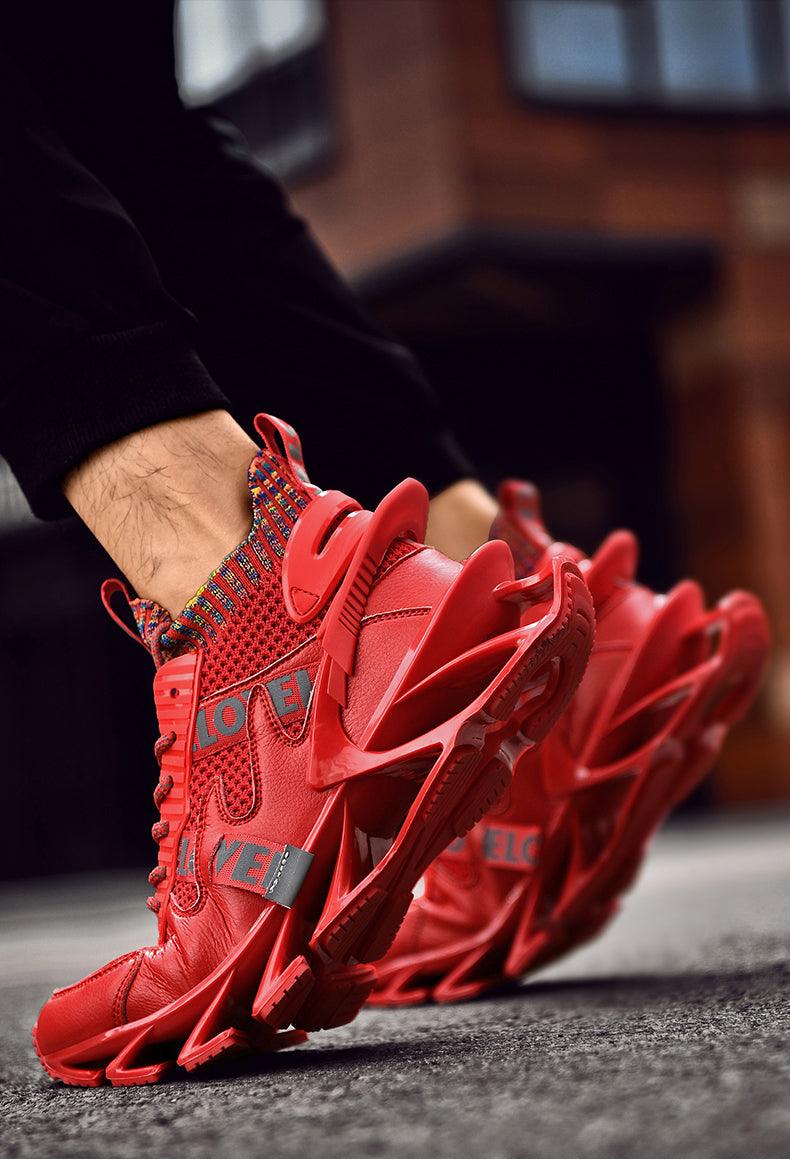 Stevvex red running sneakers with breathable mesh and chunky non-slip sole on Tampa Home & Garden Store