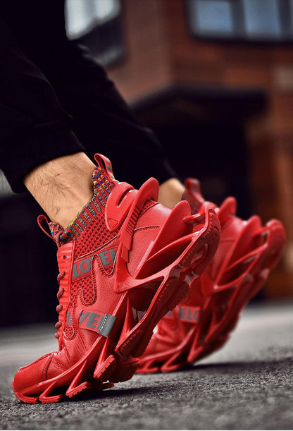 Stevvex red running sneakers with breathable mesh and chunky non-slip sole on Tampa Home & Garden Store