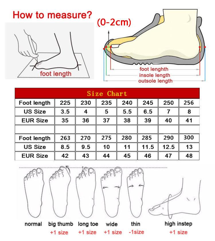 Stevvex running sneakers mesh size chart and five foot-shape guide on Tampa Home & Garden Store