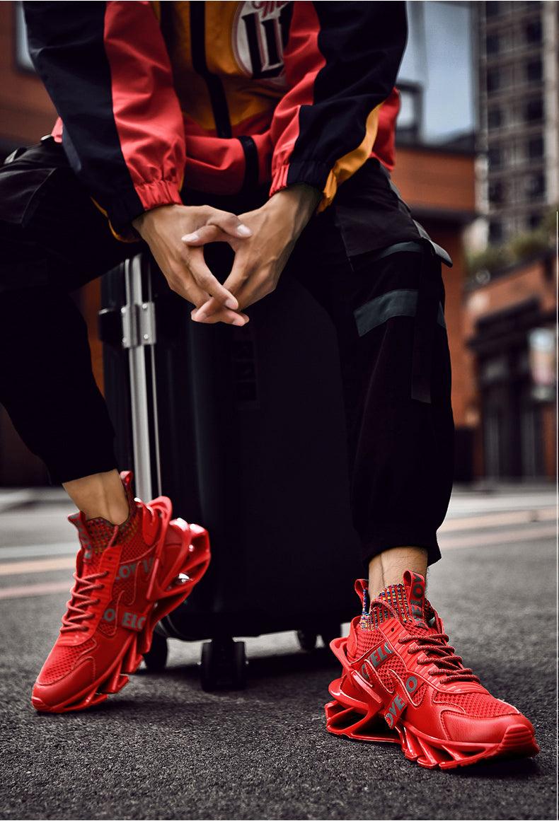 Stevvex red running sneakers pair with breathable mesh and sculpted outsole for training on Tampa Home & Garden Store