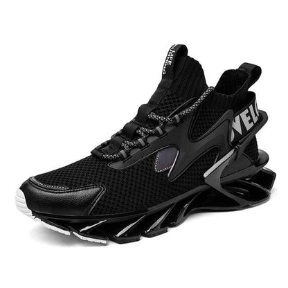 Stevvex black mesh running sneakers with breathable upper and chunky sculpted outsole on Tampa Home & Garden Store