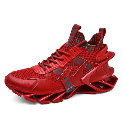 Stevvex red athletic running sneakers with breathable mesh upper and sculpted sole on Tampa Home & Garden Store