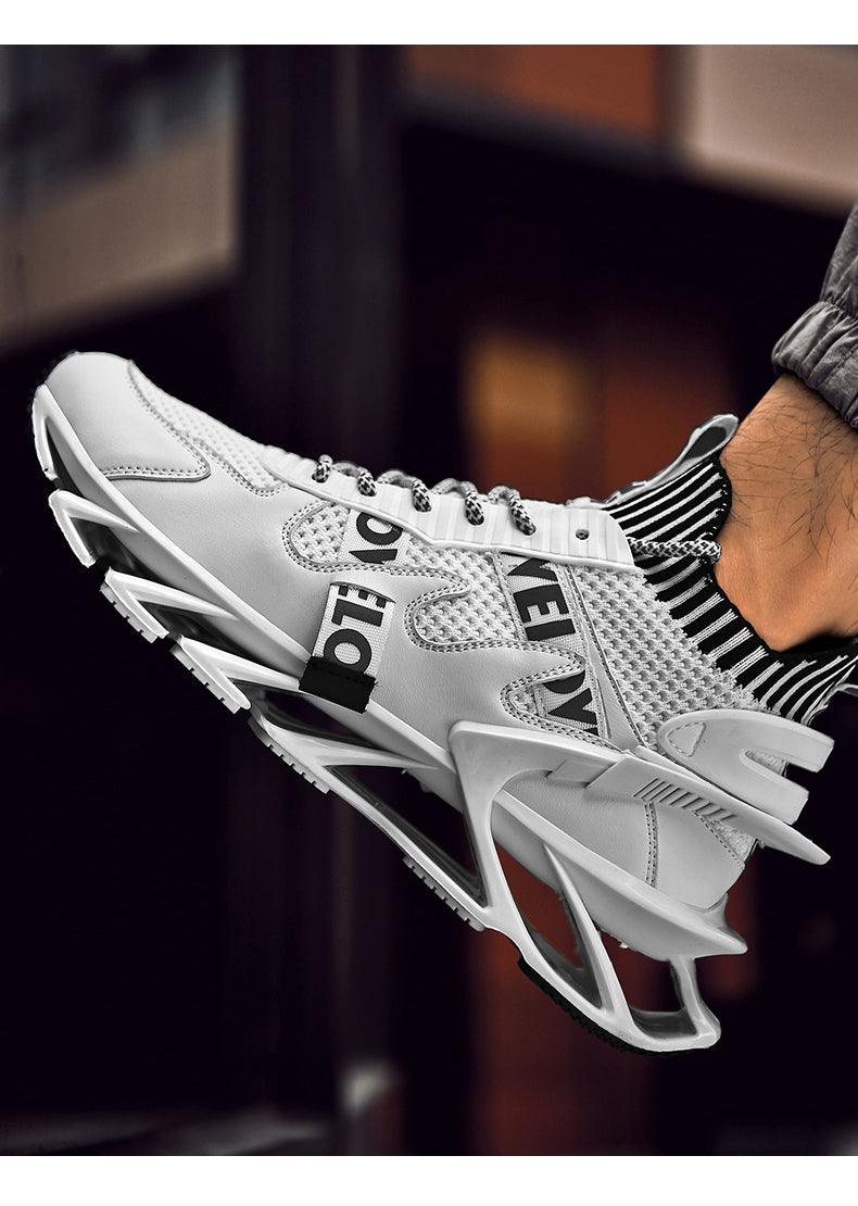 Stevvex breathable mesh running sneaker in white/gray with bold sole for jogging on Tampa Home & Garden Store