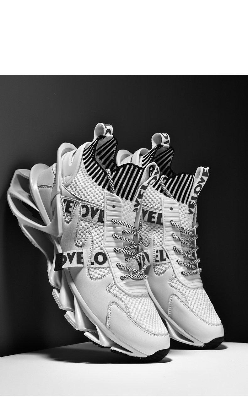 Stevvex athletic running sneakers with breathable white mesh upper, pair on Tampa Home & Garden Store