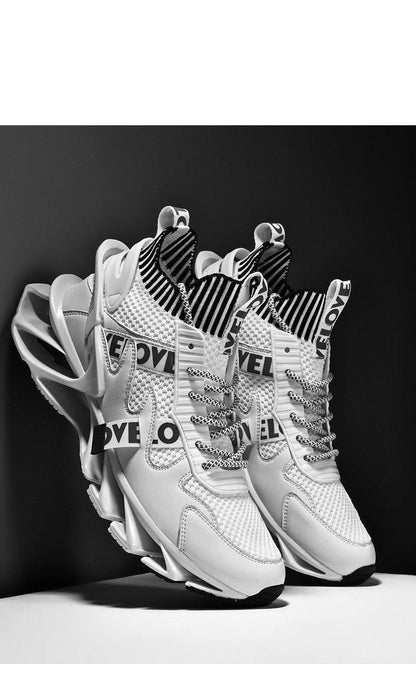 Stevvex athletic running sneakers with breathable white mesh upper, pair on Tampa Home & Garden Store